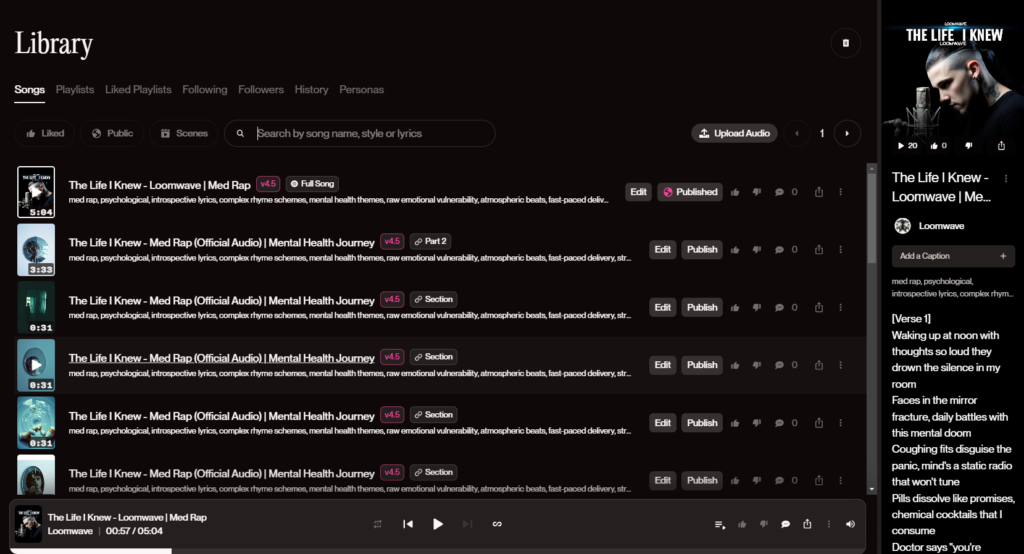 The Life I Knew: Creating an Autobiographical Med-Rap Track Using AI