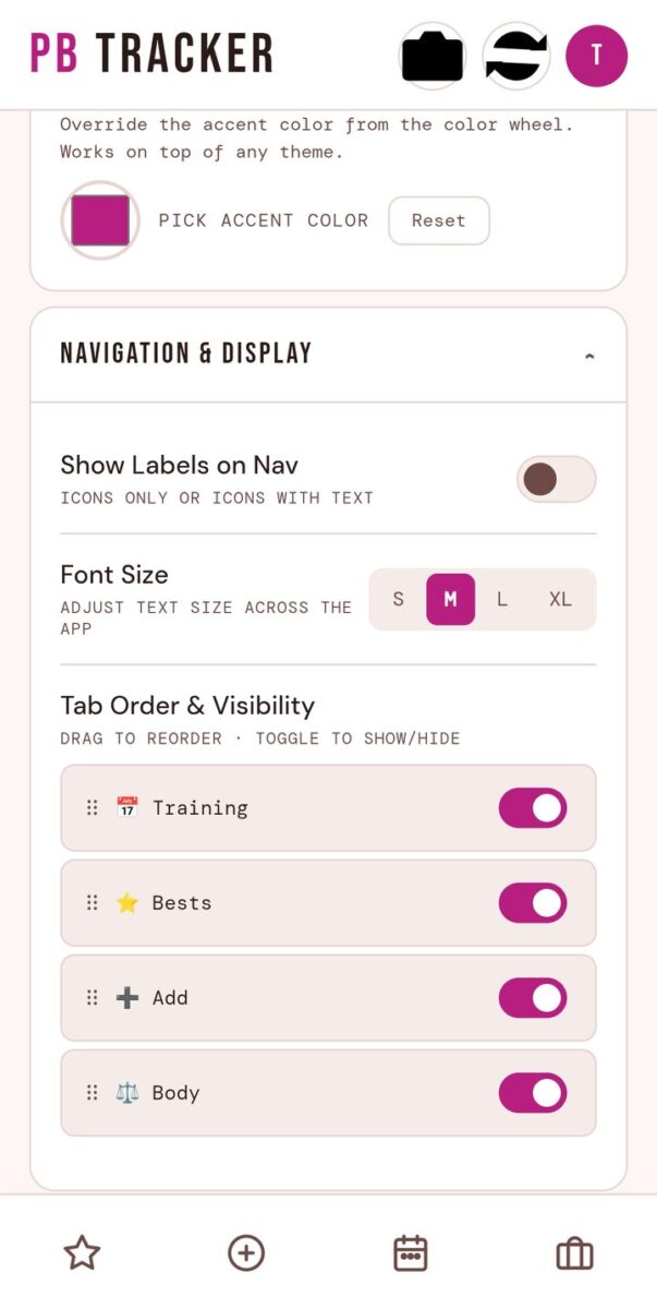 BeStreak screenshot: accent colour picker