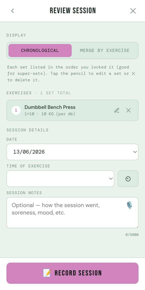 BeStreak screenshot: review session one set