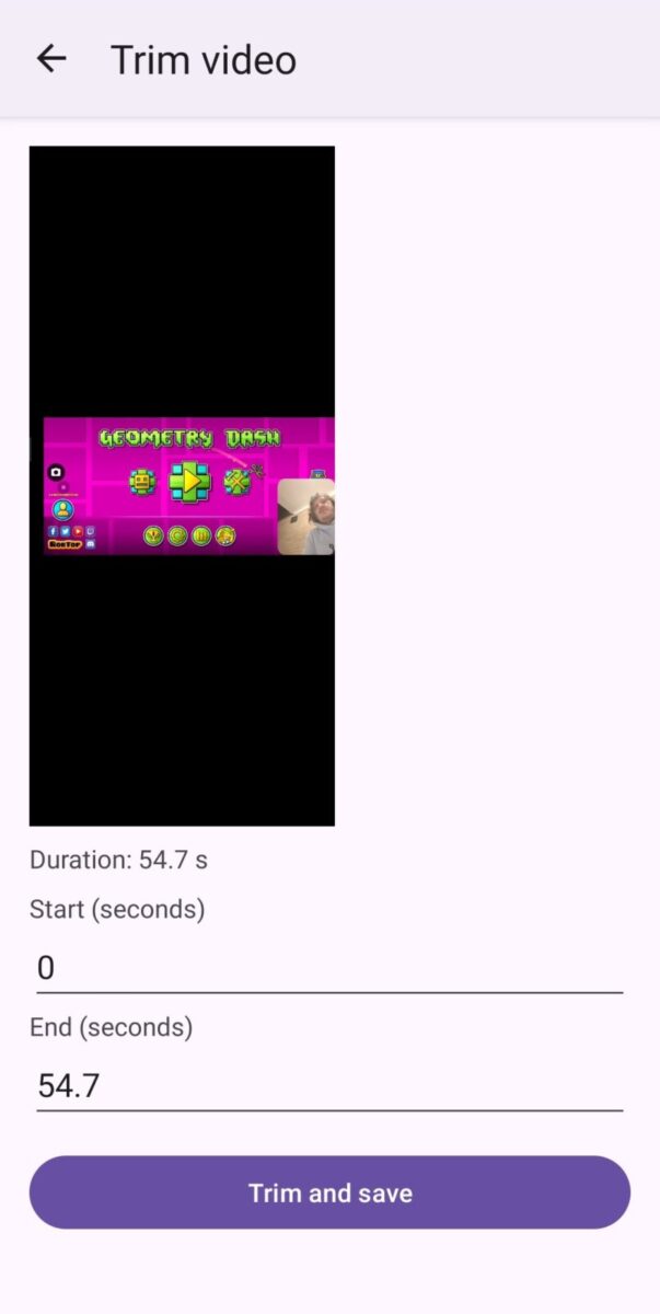 Chaos Screen Recorder screenshot: trim video screen