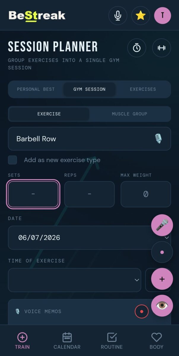 BeStreak screenshot: session planner ocean theme