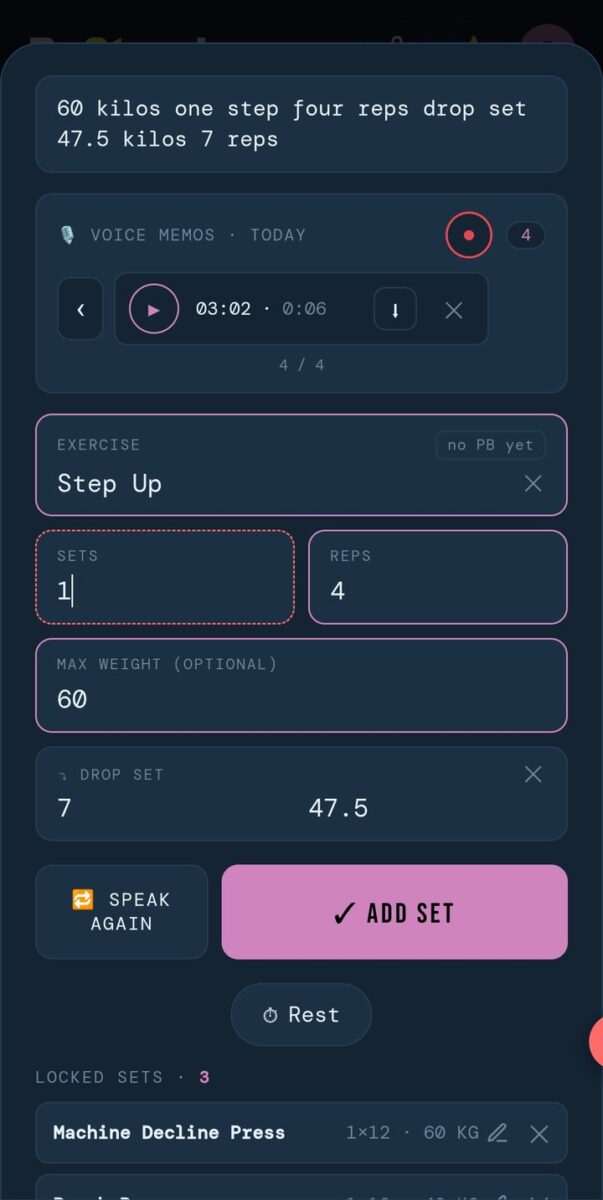 BeStreak screenshot: voice drop set