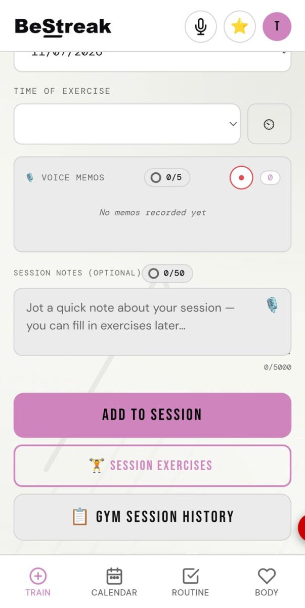 BeStreak screenshot: voice memo cap indicator