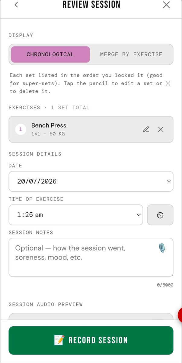BeStreak screenshot: review session as a tab