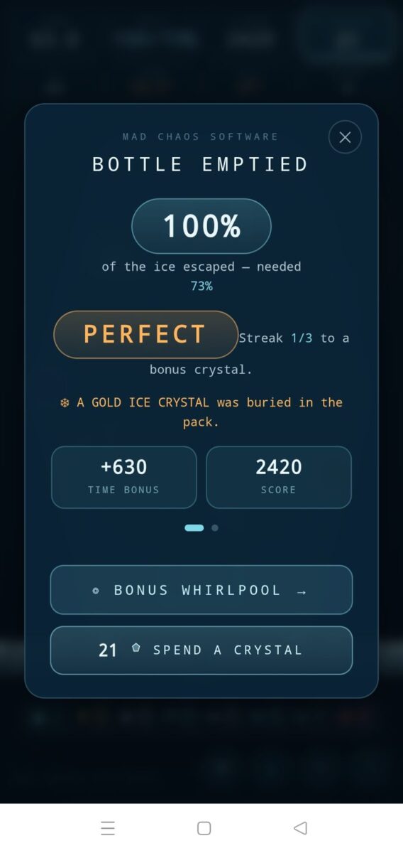 Polymatrix screenshot: perfect gold ice crystal