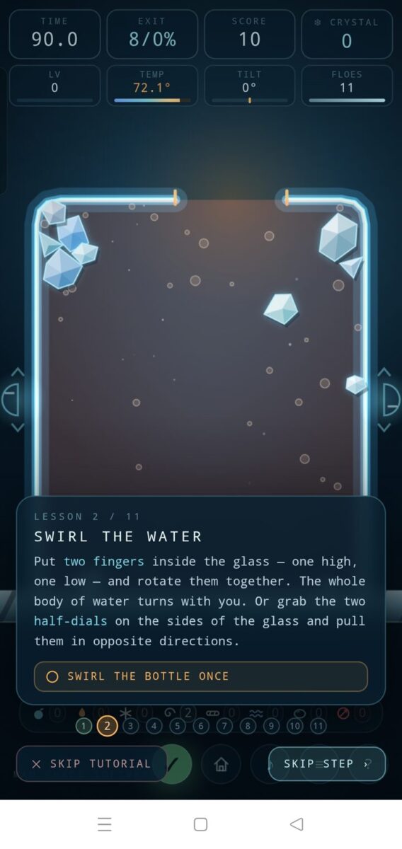 Polymatrix screenshot: tutorial swirl the water