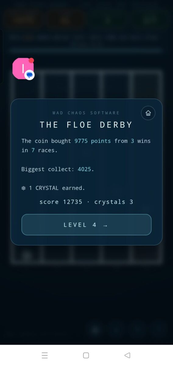 Polymatrix screenshot: floe derby mini game