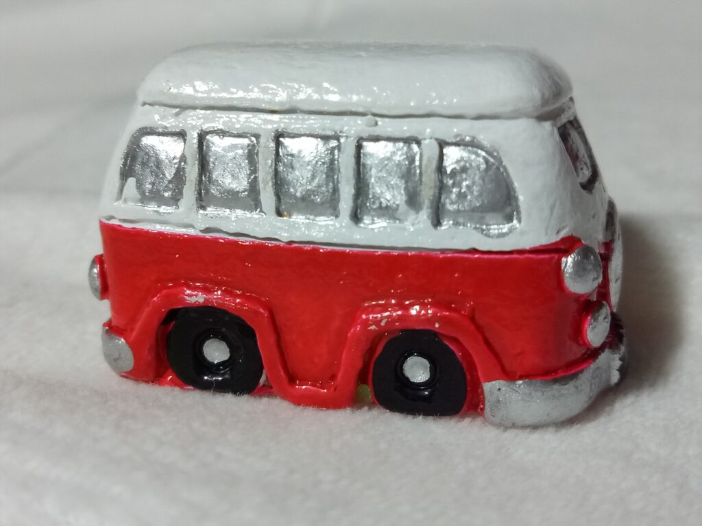 Miniature Ceramic Red Bus Toy