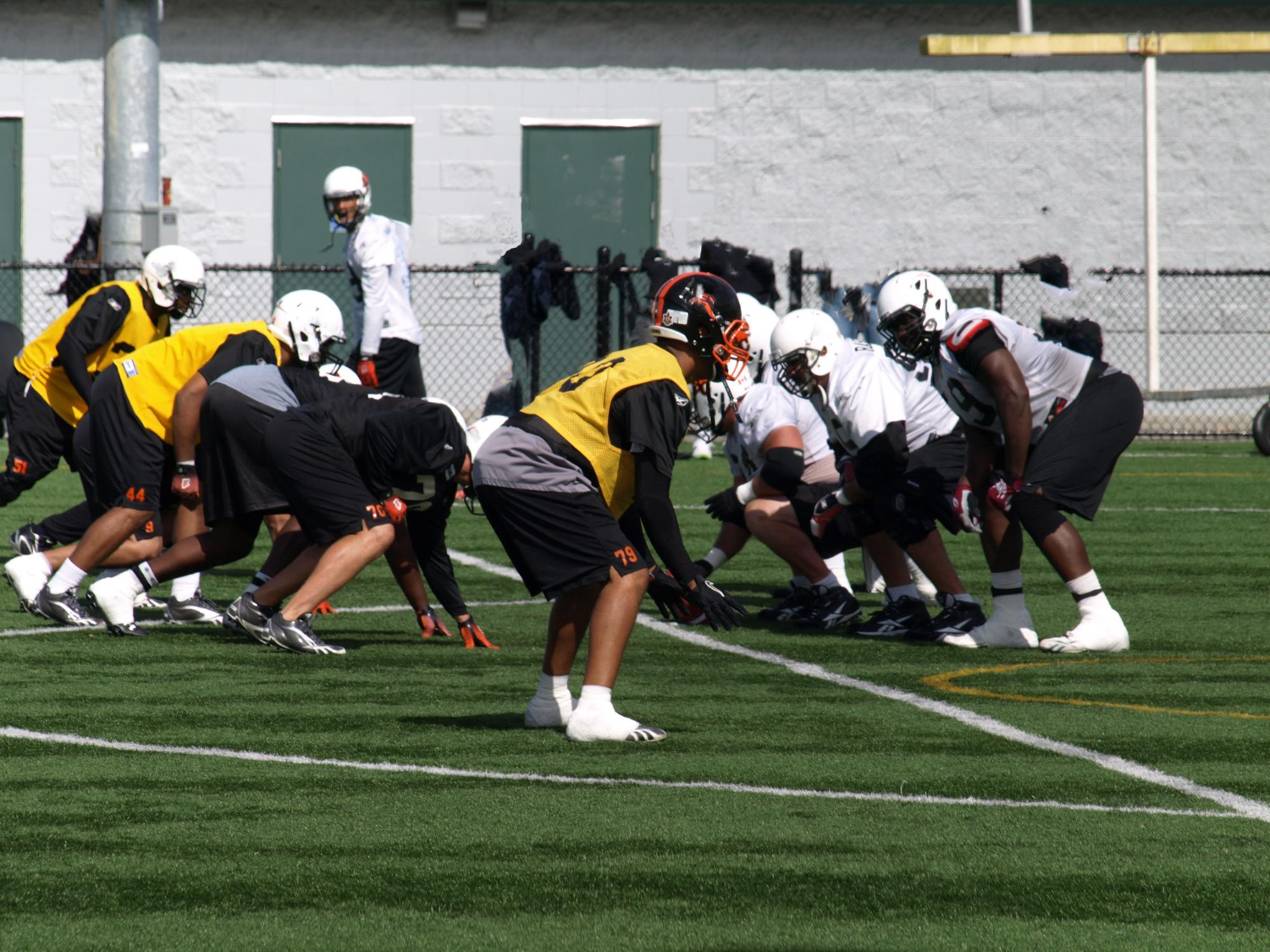 american gridiron football team training practice