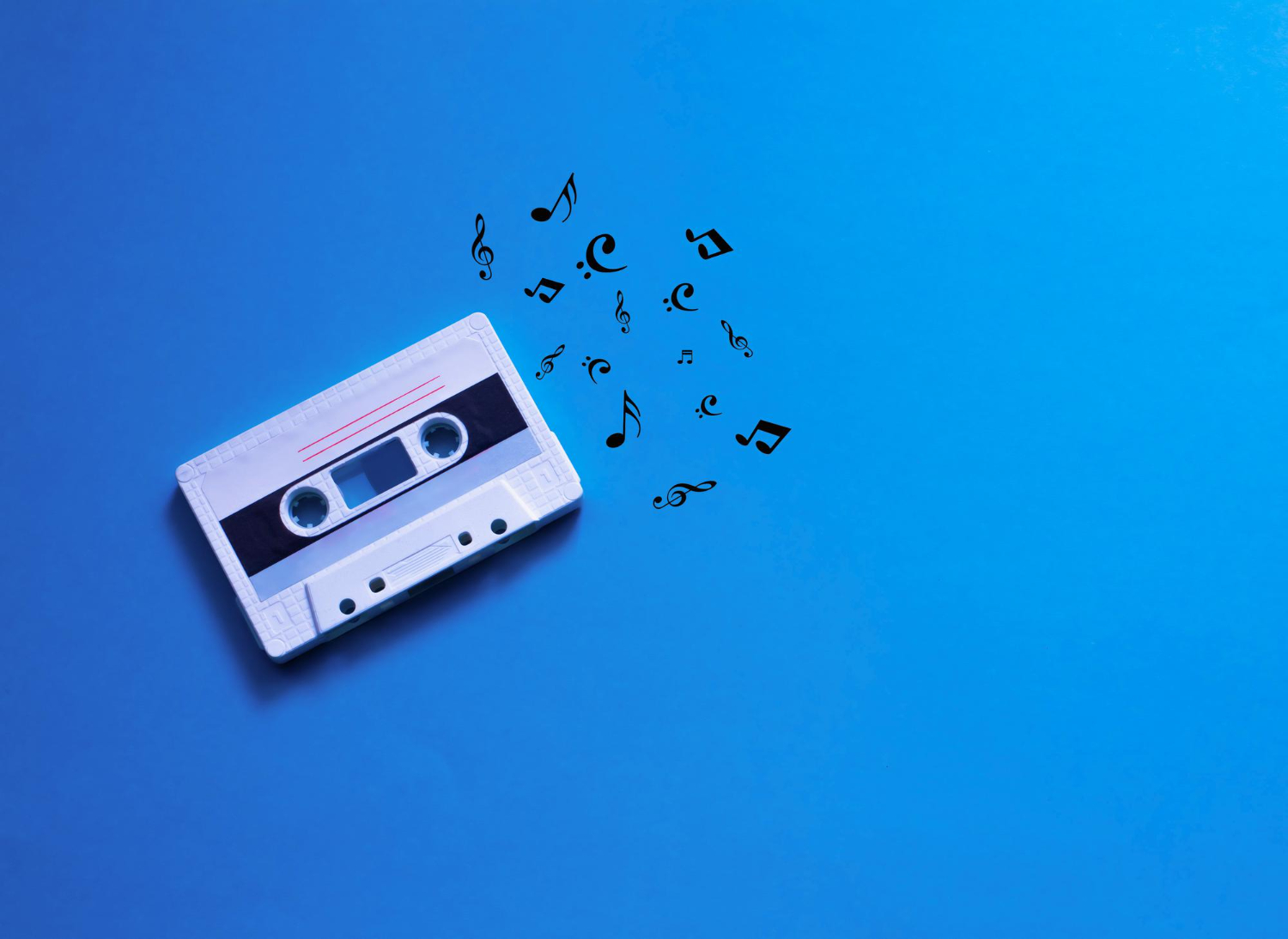 audio cassette with sheet music composition create music