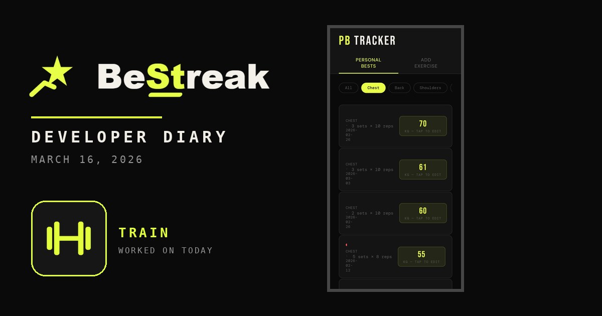 BeStreak developer diary feature image 20260316