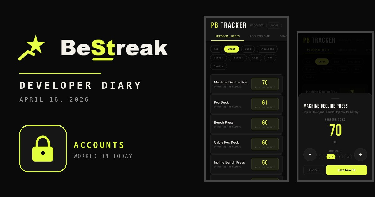 BeStreak developer diary feature image 20260416