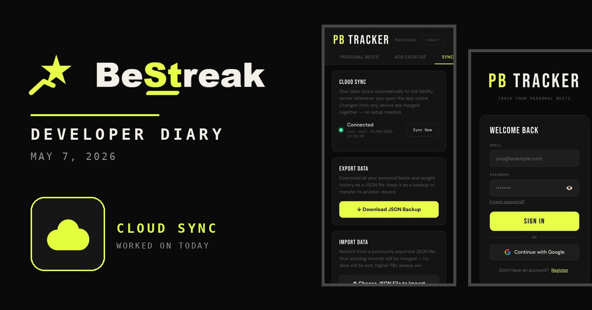 BeStreak developer diary feature image 20260507