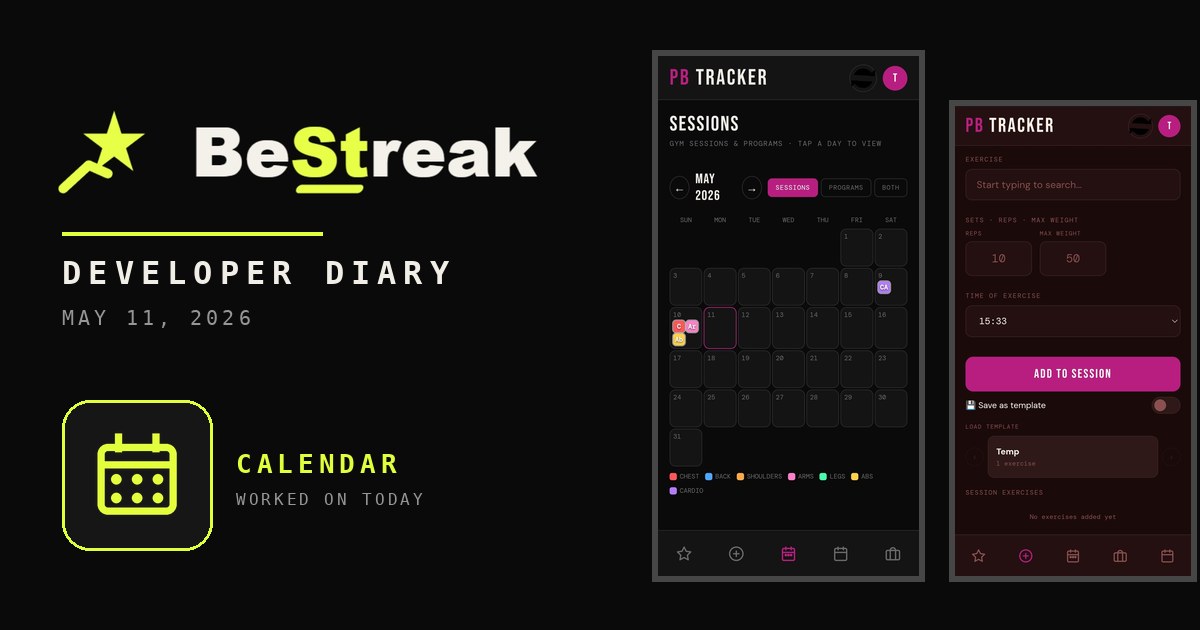 BeStreak developer diary feature image 20260511