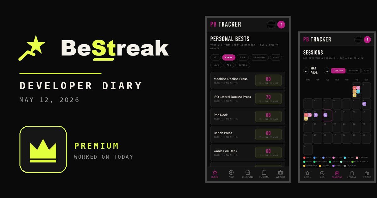 BeStreak developer diary feature image 20260512