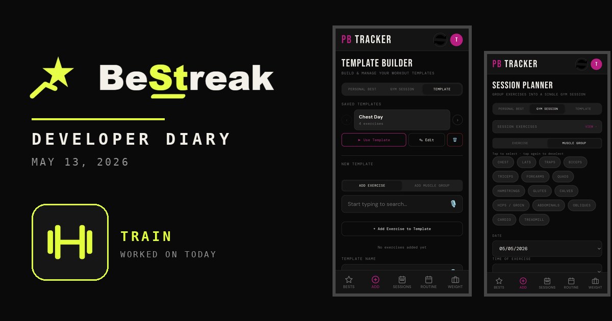 BeStreak developer diary feature image 20260513