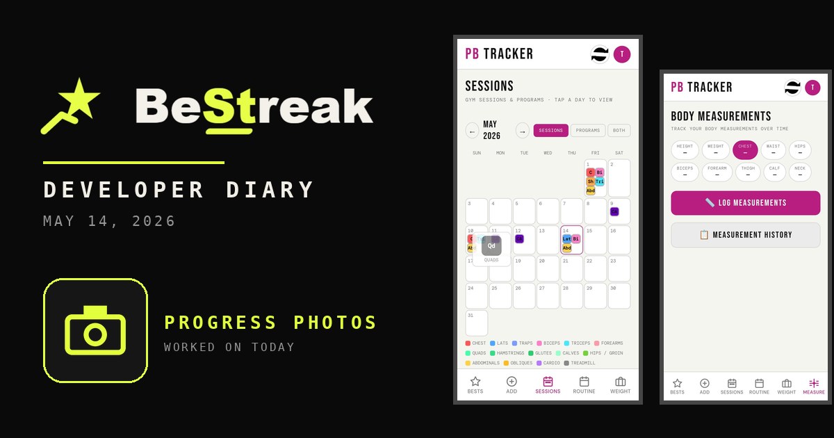 BeStreak developer diary feature image 20260514