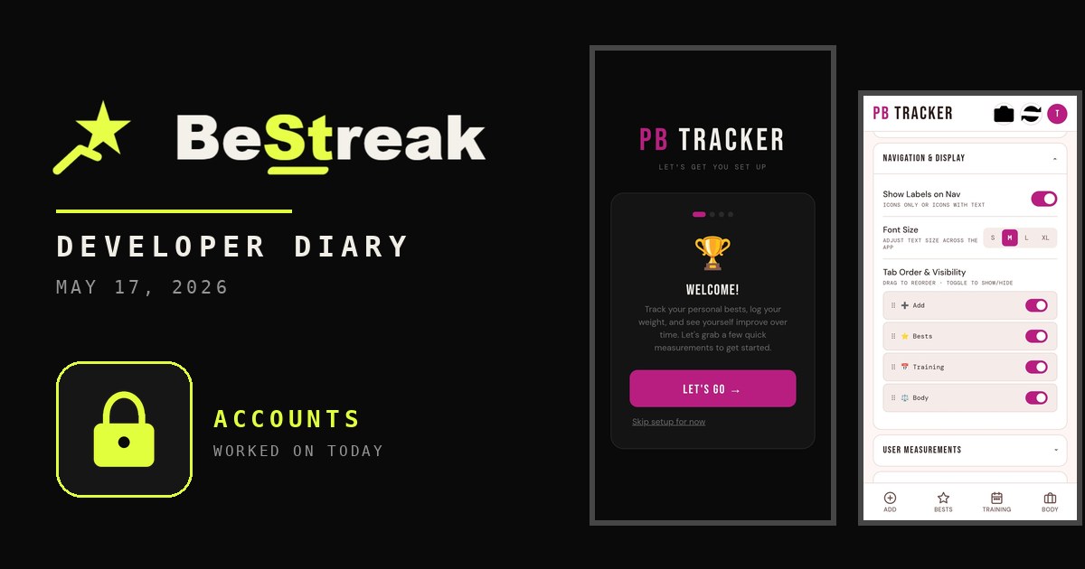 BeStreak developer diary feature image 20260517