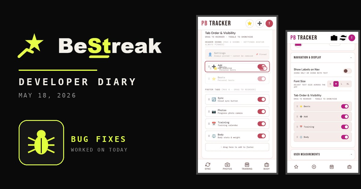 BeStreak developer diary feature image 20260518