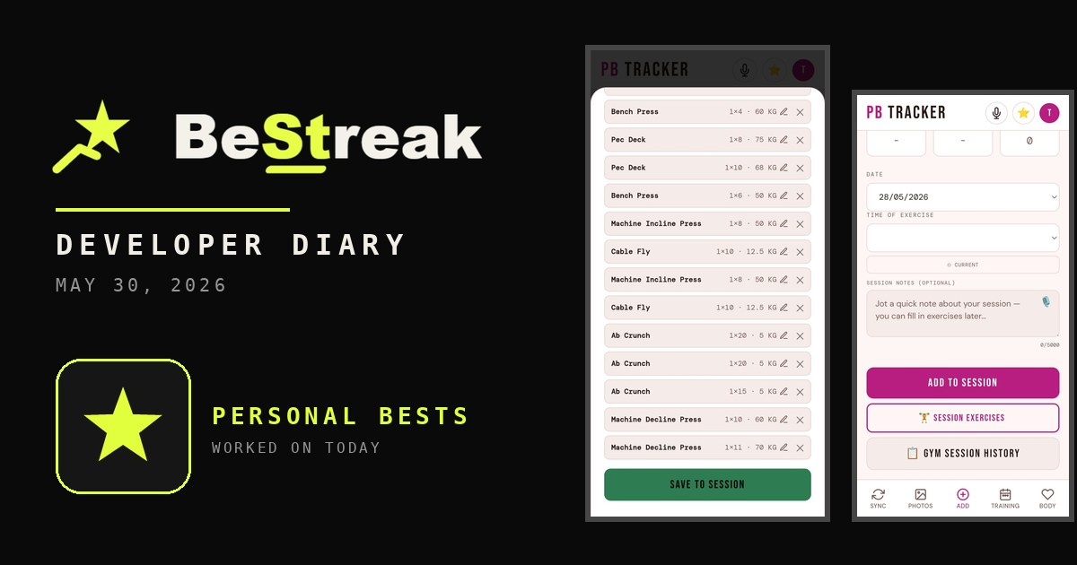 BeStreak developer diary feature image 20260530