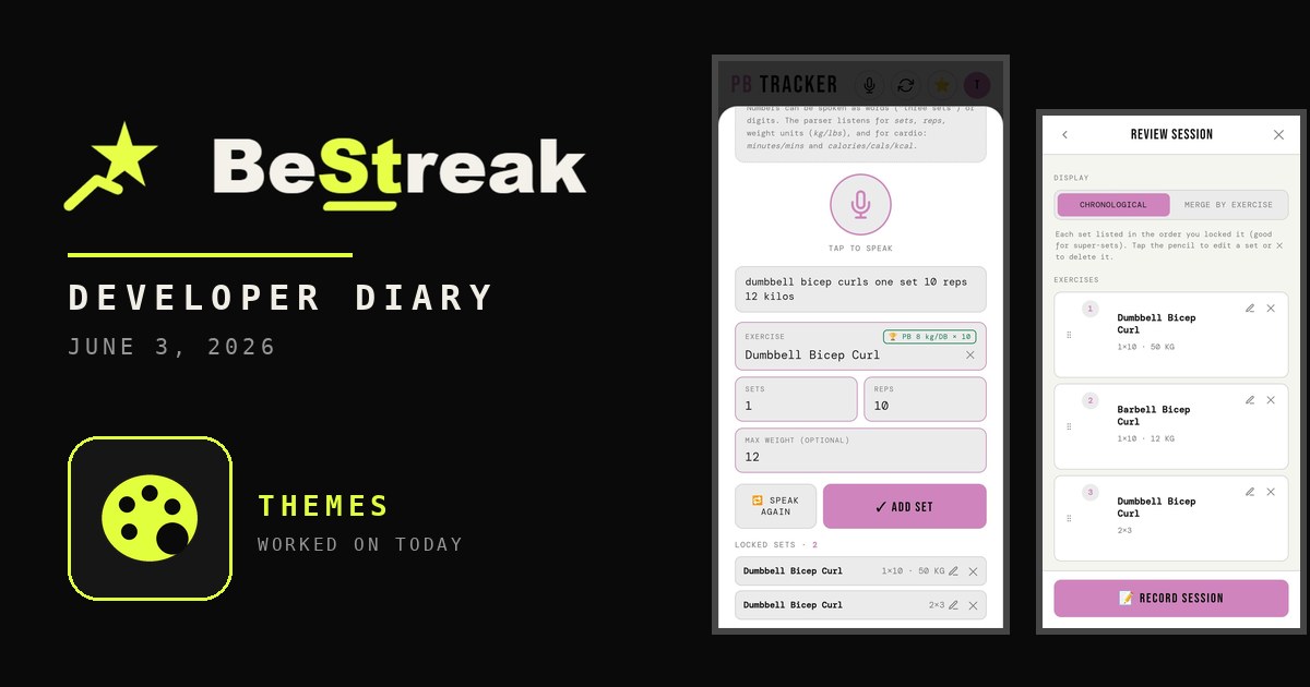 BeStreak developer diary feature image 20260603