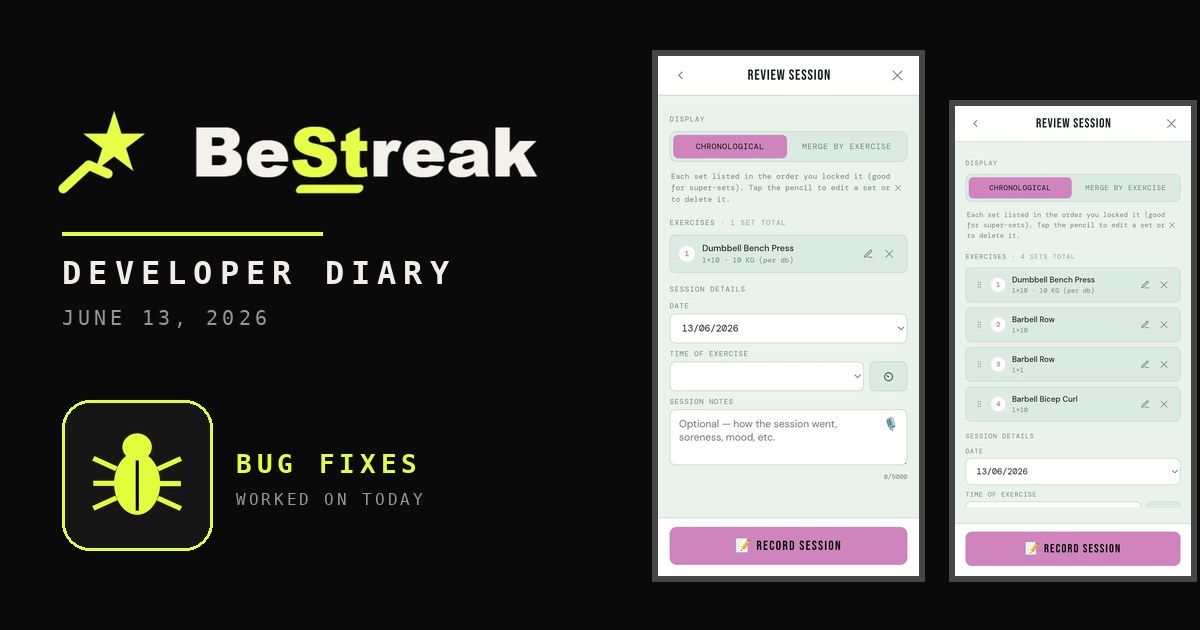 BeStreak developer diary feature image 20260613