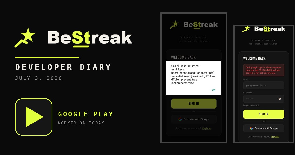 BeStreak developer diary feature image 20260703