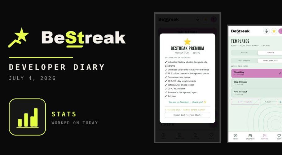 BeStreak developer diary feature image 20260704
