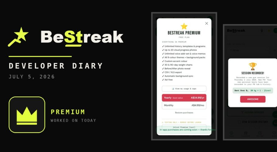 BeStreak developer diary feature image 20260705
