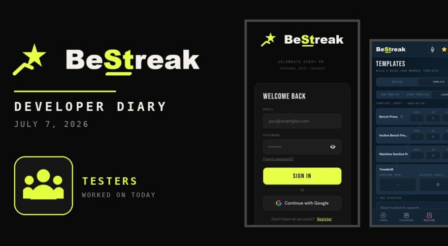 BeStreak developer diary feature image 20260707