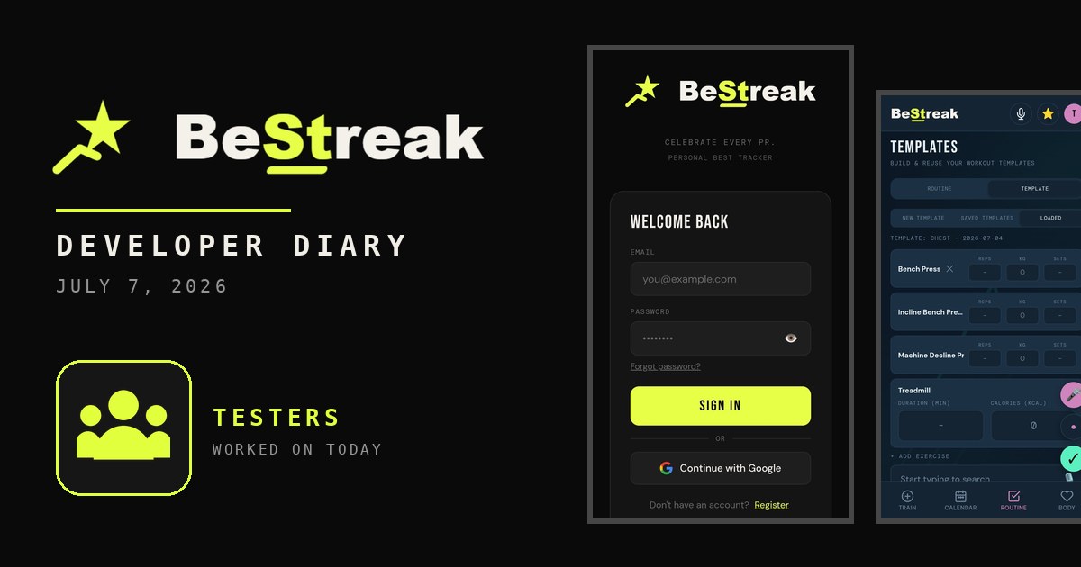 BeStreak developer diary feature image 20260707