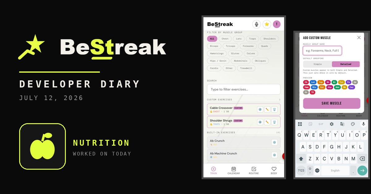 BeStreak developer diary feature image 20260712