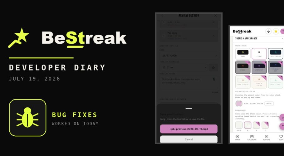 BeStreak developer diary feature image 20260719