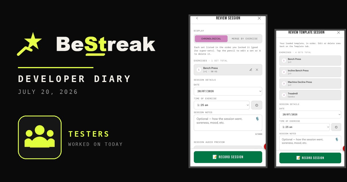 BeStreak developer diary feature image 20260720