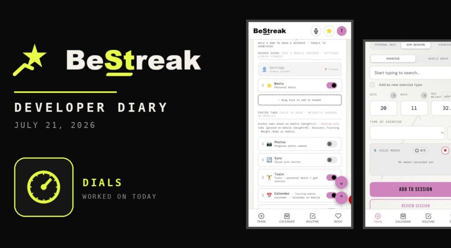 BeStreak developer diary feature image 20260721
