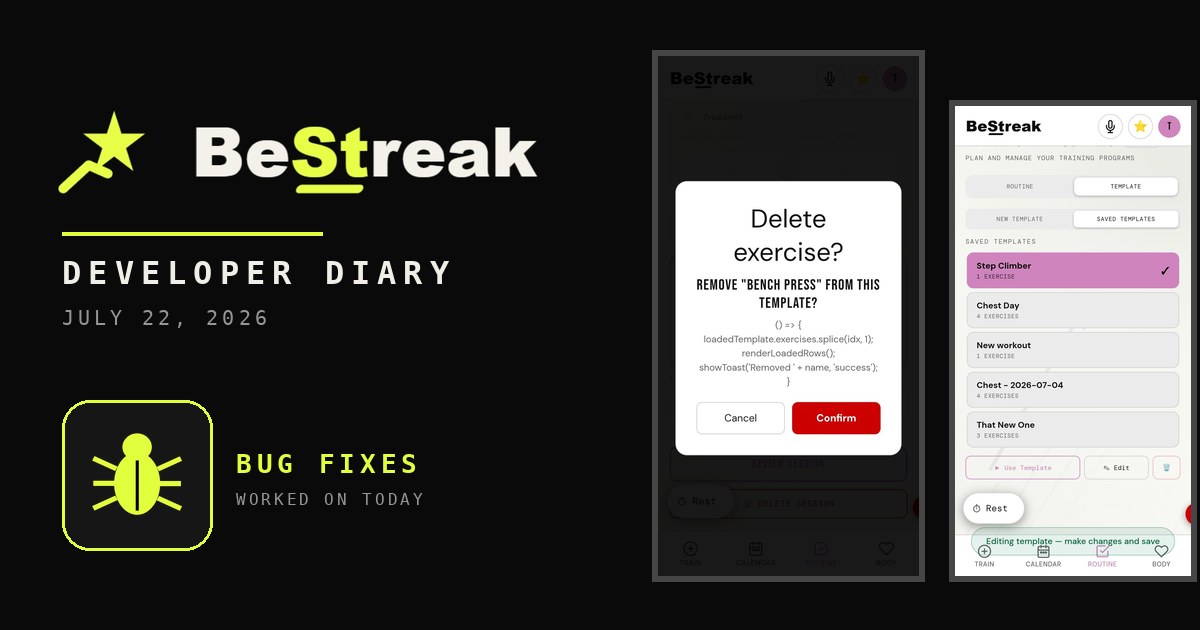 BeStreak developer diary feature image 20260722