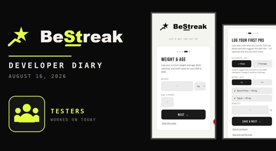 BeStreak developer diary feature image 20260816