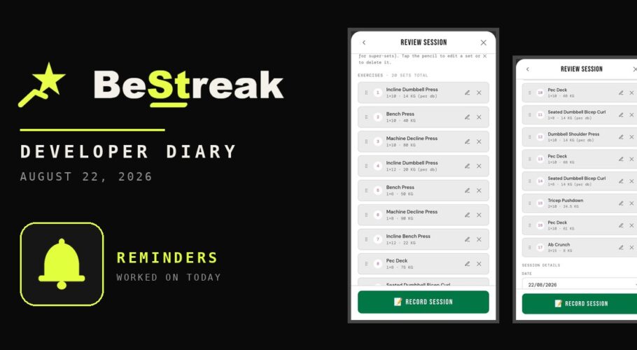 BeStreak developer diary feature image 20260822