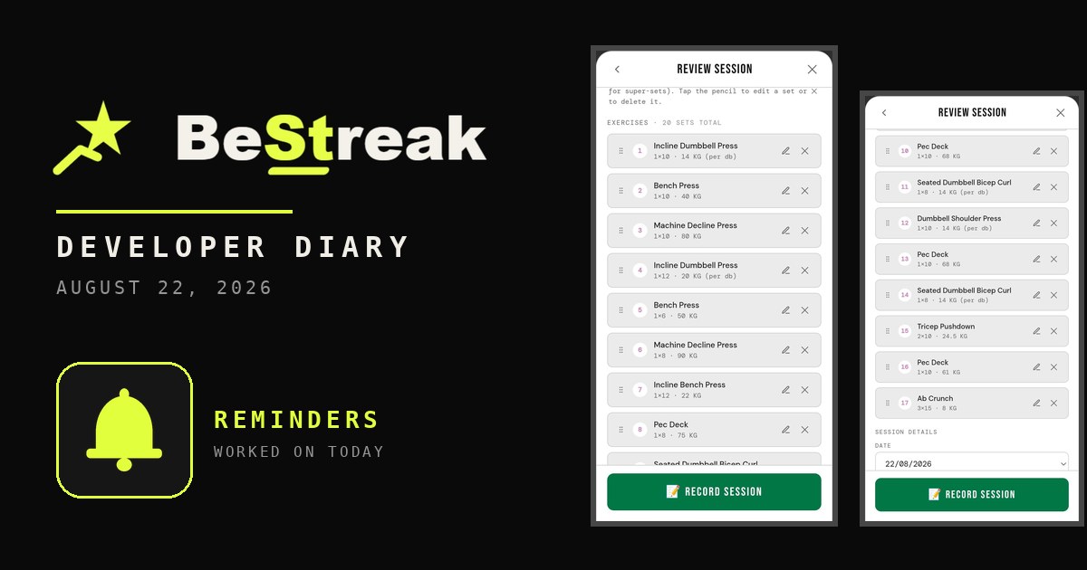 BeStreak developer diary feature image 20260822