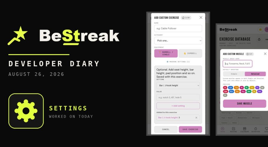 BeStreak developer diary feature image 20260826