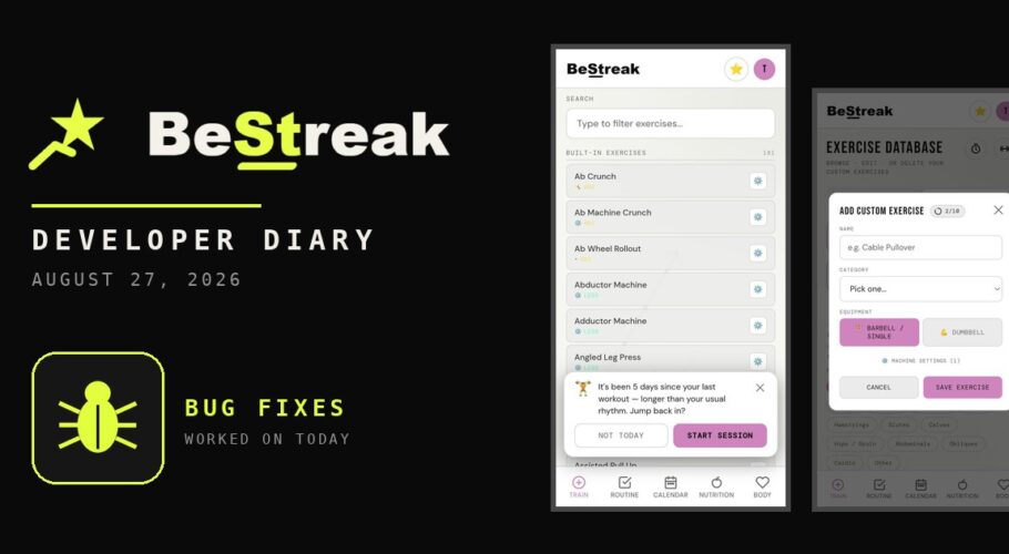 BeStreak developer diary feature image 20260827
