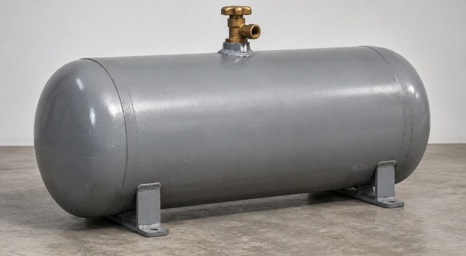 A steel LPG gas cylinder from a car, a sold off beast's last big idea.