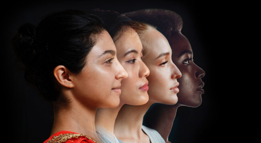 caucasian african american asian chinese young women