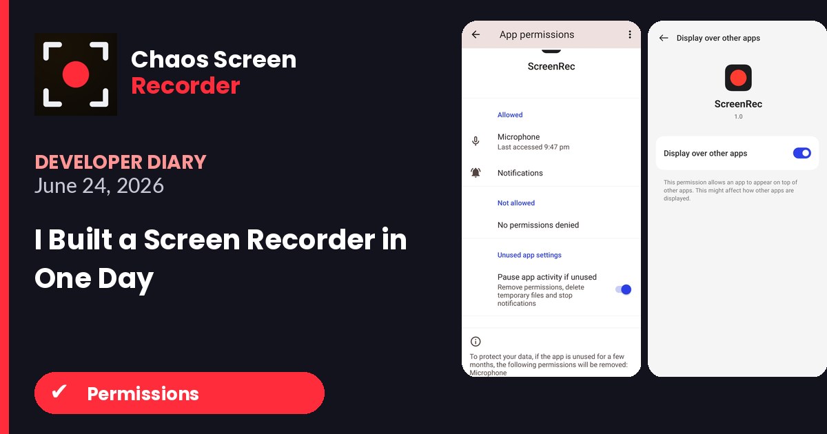 Chaos Screen Recorder Developer Diary featured image for 2026-06-24