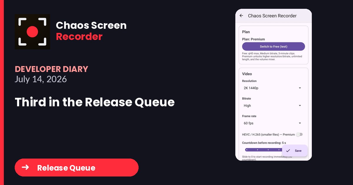 Chaos Screen Recorder Developer Diary featured image for 2026-07-14
