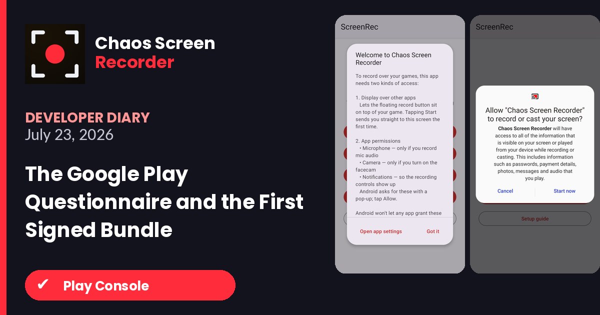 Chaos Screen Recorder Developer Diary featured image for 2026-07-23