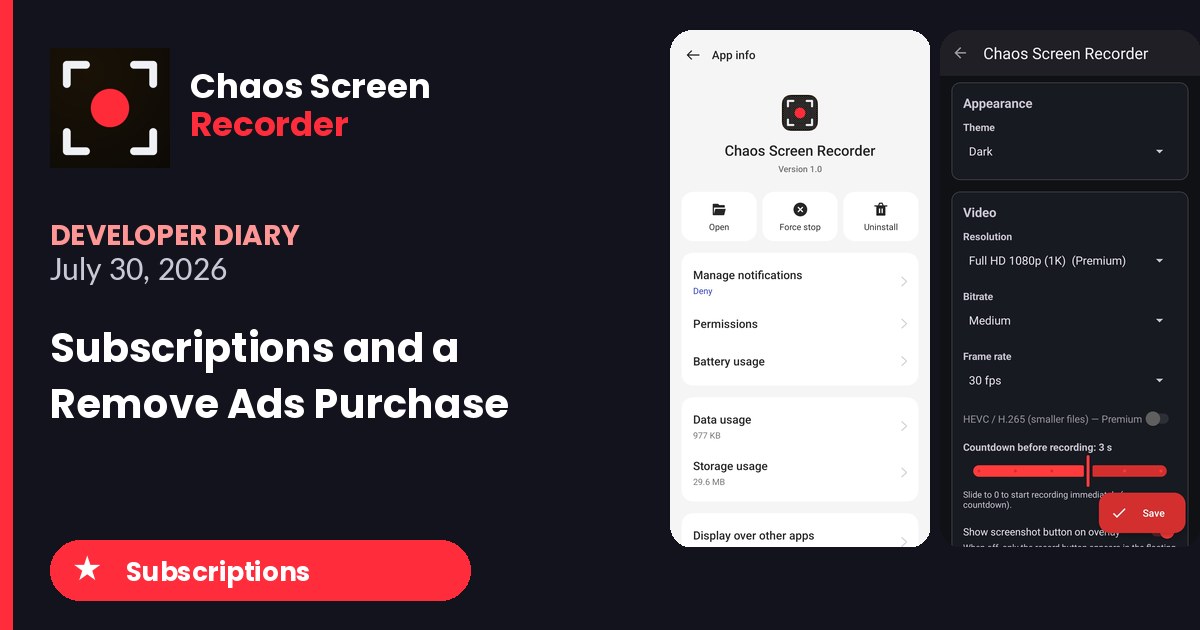 Chaos Screen Recorder Developer Diary featured image for 2026-07-30