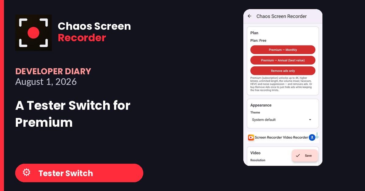 Chaos Screen Recorder Developer Diary featured image for 2026-08-01