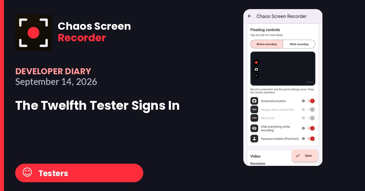 Chaos Screen Recorder Developer Diary featured image for 2026-09-14