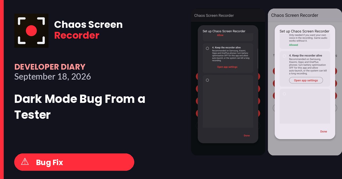 Chaos Screen Recorder Developer Diary featured image for 2026-09-18